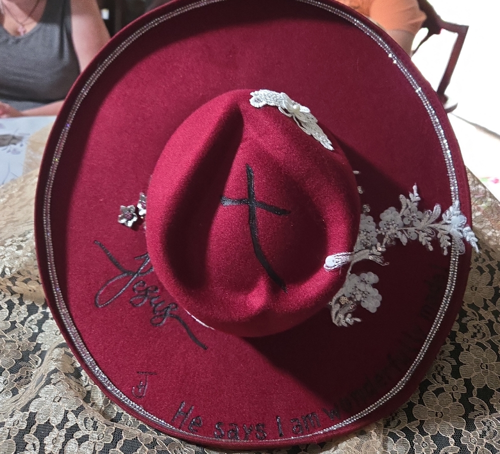 Red Hat with Embroidered Details